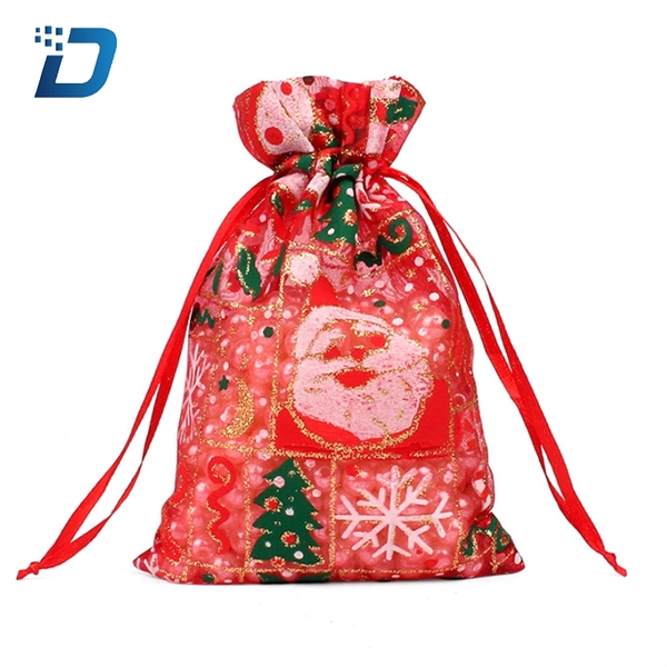 Drawstring Organza Christmas Gift Bag - Image 2