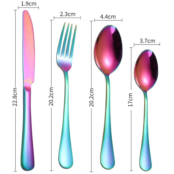 24PCS Stainless Steel Colorful Cutlery Knife Spoon Fork Set - Image 3