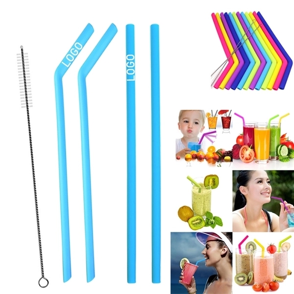 1/4" Dia Reusable Silicone Straw with One Cleaner - Image 5