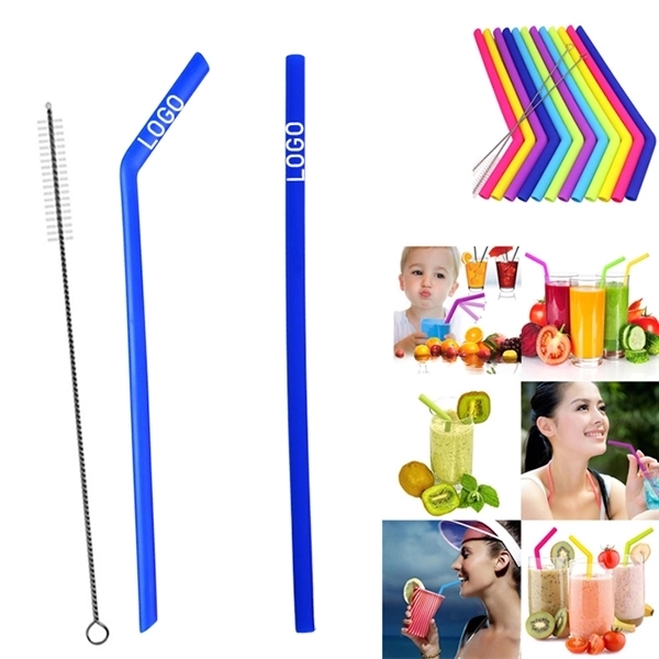 1/4" Dia Reusable Silicone Straw with One Cleaner - Image 6
