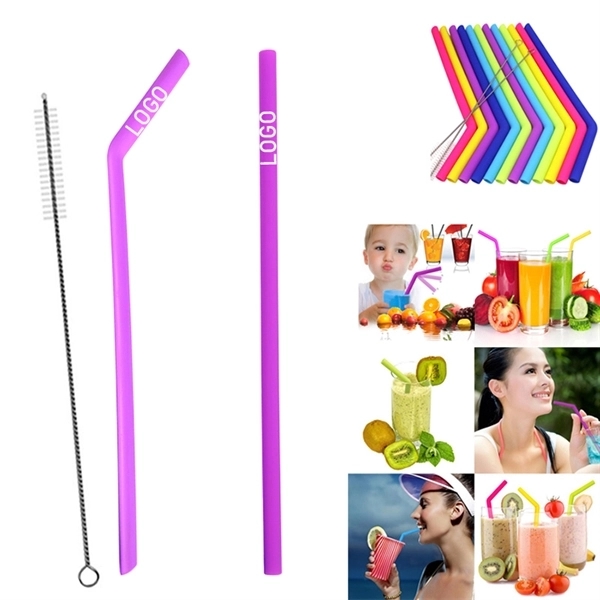 1/4" Dia Reusable Silicone Straw with One Cleaner - Image 7