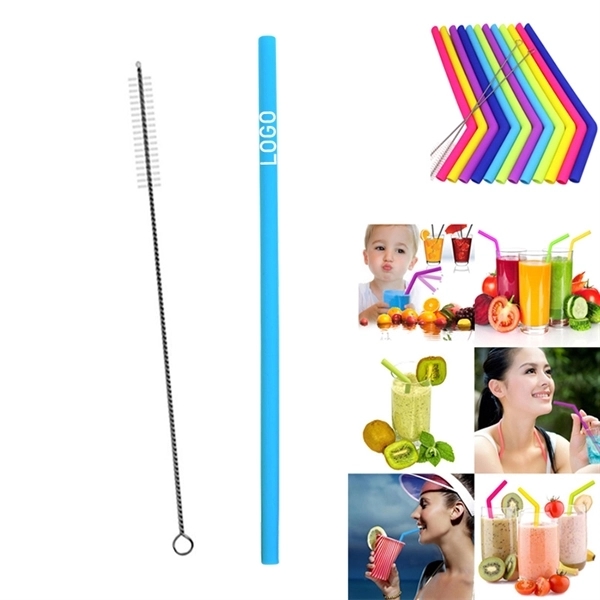 1/4" Dia Reusable Silicone Straw with One Cleaner - Image 4