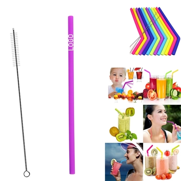 1/4" Dia Reusable Silicone Straw with One Cleaner - Image 6