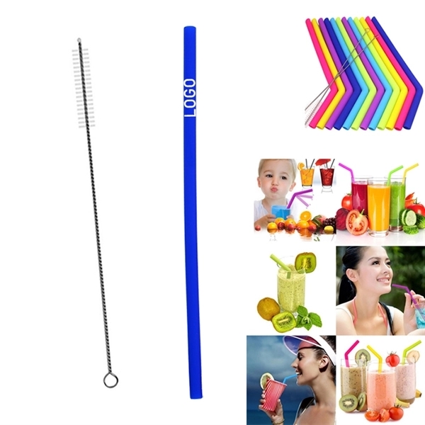 1/4" Dia Reusable Silicone Straw with One Cleaner - Image 7