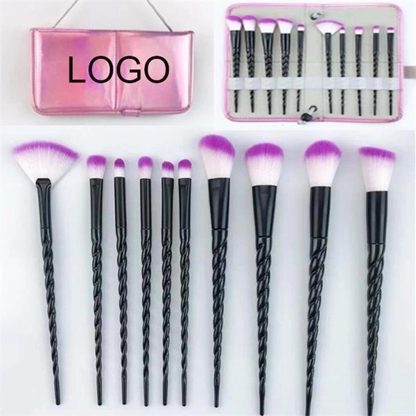10 Pcs Premium Synthetic Cosmetic Brushes with travel bag