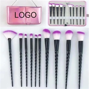 10 Pcs Premium Synthetic Cosmetic Brushes with travel bag