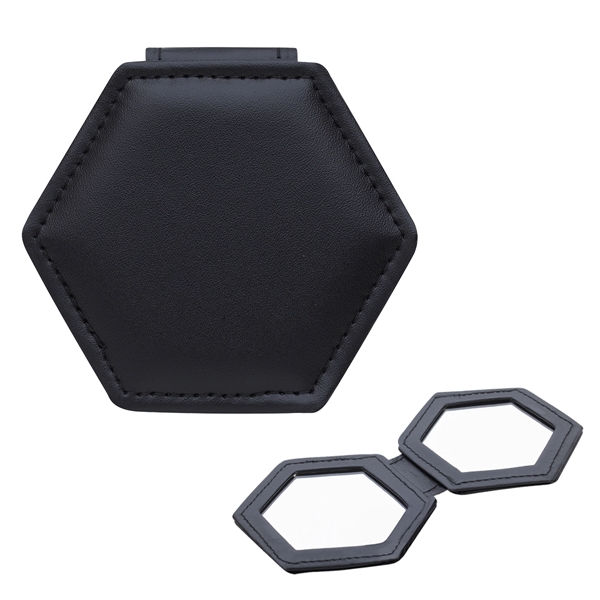 Leatherette Compact Mirror With Dual Magnification - Image 20