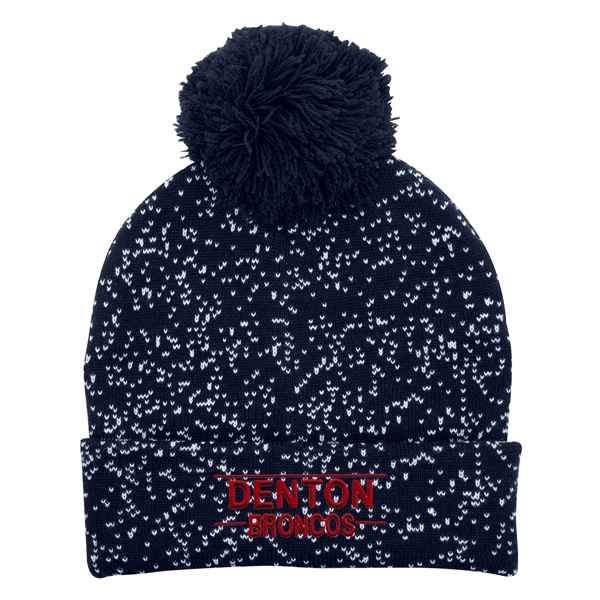 Speckled Pom Beanie With Cuff - Image 10