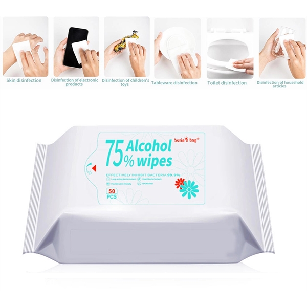 50 PCS 75% Alcohol Cleaning Wet Wipes - Image 1