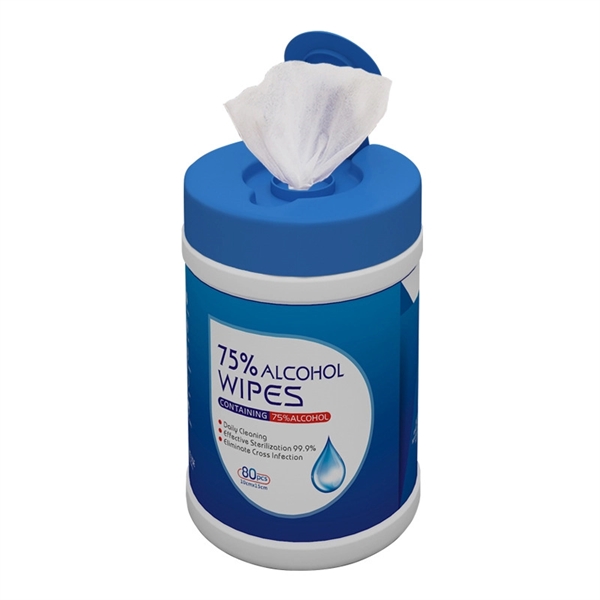 80pcs 75% Alcohol Wipes In Canister - Image 1