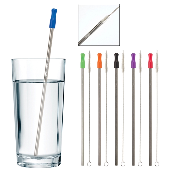 Stainless Steel Straw with Cleaning Brush - Image 1