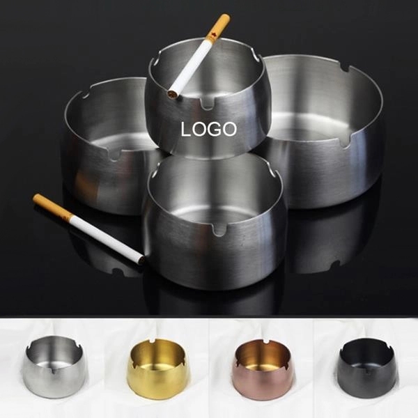 Round Stainless Steel Cigarette Cigar Ashtray - Image 1
