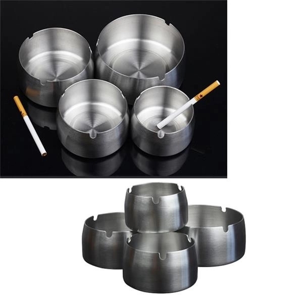 Round Stainless Steel Cigarette Cigar Ashtray - Image 2