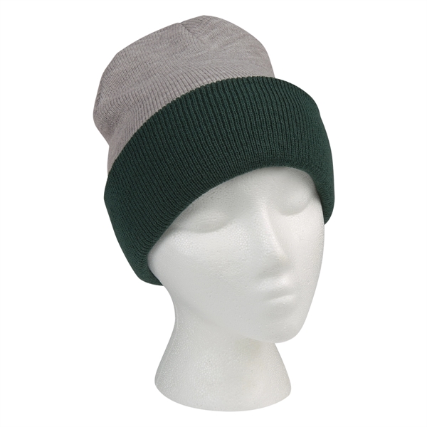 Two-Tone Knit Beanie With Cuff - Image 10