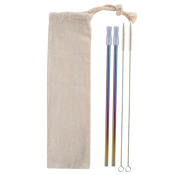 2- Pack Park Avenue Stainless Straw Kit with Cotton Pouch - Image 4