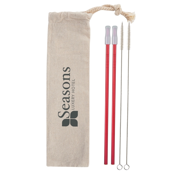 2- Pack Park Avenue Stainless Straw Kit with Cotton Pouch - Image 13