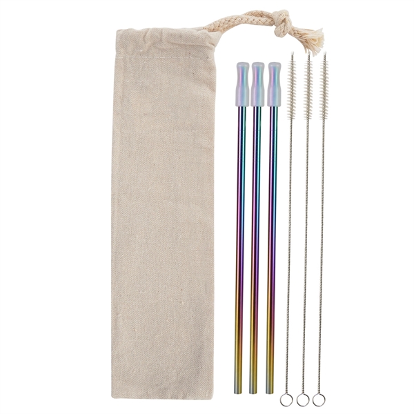 3- Pack Park Avenue Stainless Straw Kit with Cotton Pouch - Image 6