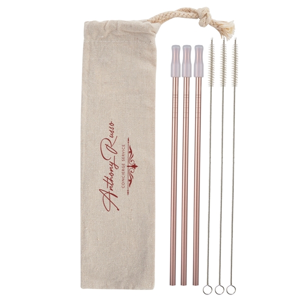 3- Pack Park Avenue Stainless Straw Kit with Cotton Pouch - Image 10