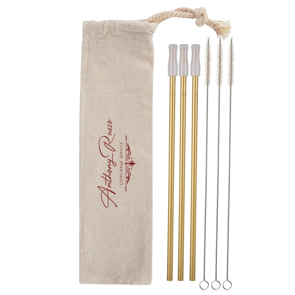 3- Pack Park Avenue Stainless Straw Kit with Cotton Pouch - Image 12