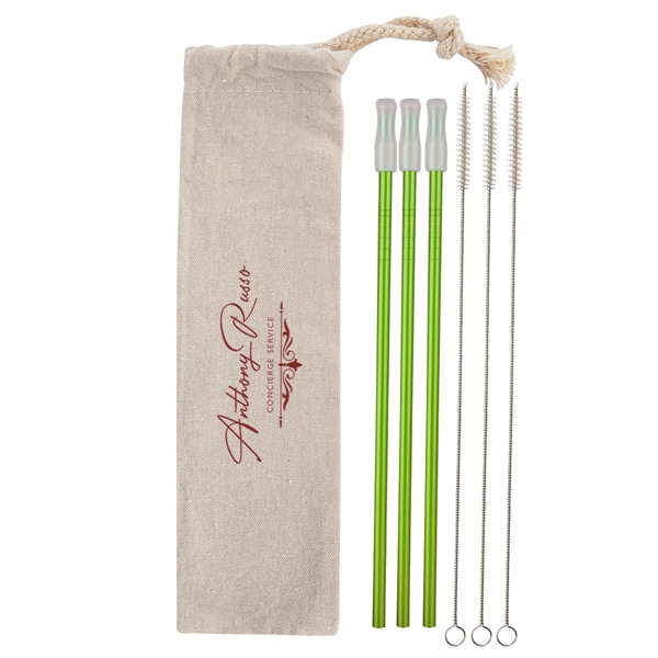 3- Pack Park Avenue Stainless Straw Kit with Cotton Pouch - Image 16