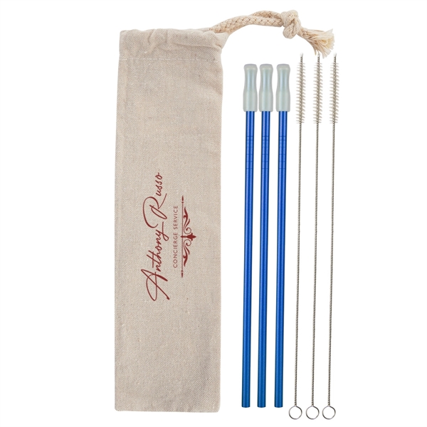 3- Pack Park Avenue Stainless Straw Kit with Cotton Pouch - Image 18