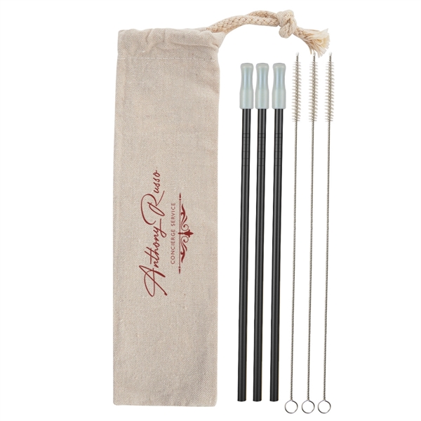 3- Pack Park Avenue Stainless Straw Kit with Cotton Pouch - Image 20