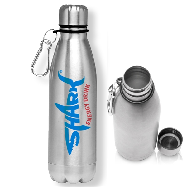 26 Oz Stainless Steel Sports Water Bottle w/ Carabiner Hook - Image 1