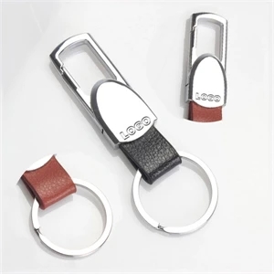 Metal Key Ring with PU Leather