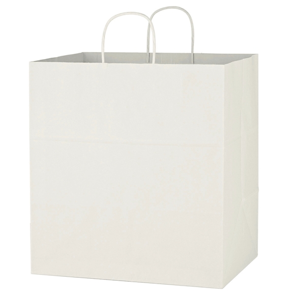 Kraft Paper White Shopping Bag - 14" x 15" - Image 3