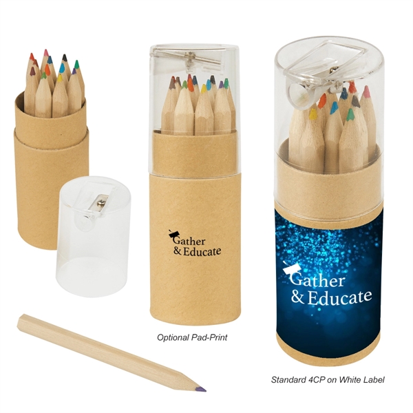 12-Piece Colored Pencil Set In Tube With Sharpener - Image 1
