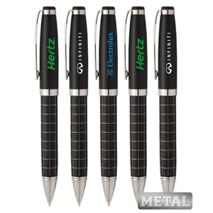 Promotional "Ebon" Grid Metal Twister Pen
