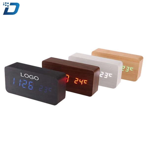 LED Rectangle Wood Alarm Clock - Image 1