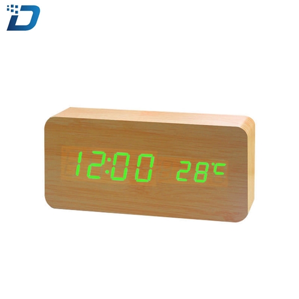 LED Rectangle Wood Alarm Clock - Image 3