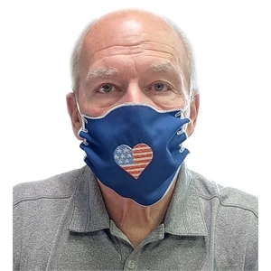 Heart Flag Embroidered Patriotic Logo Face Mask- USA Made