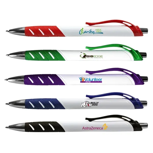 White Allure Grip Pen, Full Color Digital - Image 1