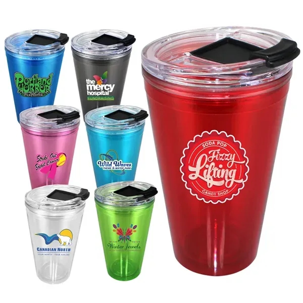 16 oz. Victory Acrylic Tumbler with Flip Top Lid, Full Color - Image 1