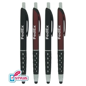 Colored "Window-Grip" Stylus Click Pen with Silver Trim
