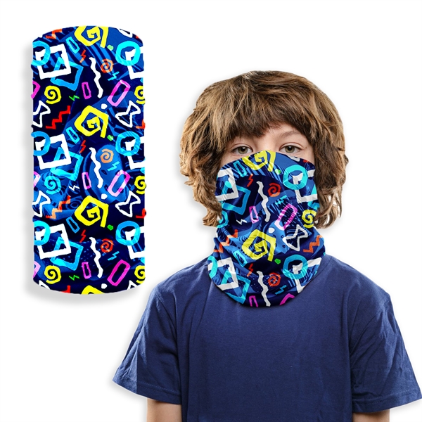 Kids 2-Layer Reusable Kids Face mask Full Color Neck Gaiter - Image 1