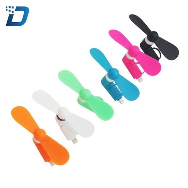 Mini USB Cell Phone Fan Dual with Lightning and Micro USB - Image 1