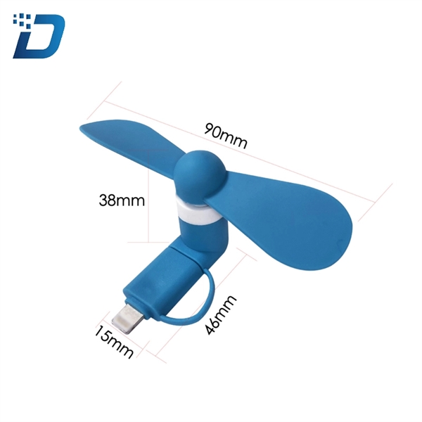 Mini USB Cell Phone Fan Dual with Lightning and Micro USB - Image 2