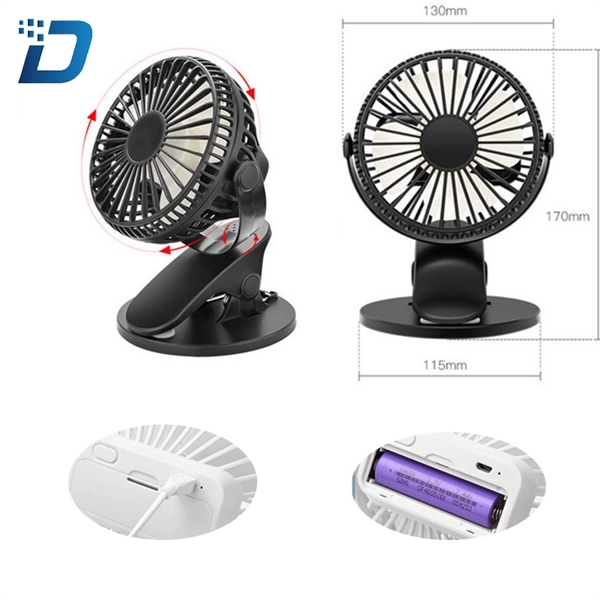 Mini USB and Battery Fan with Clip - Image 2
