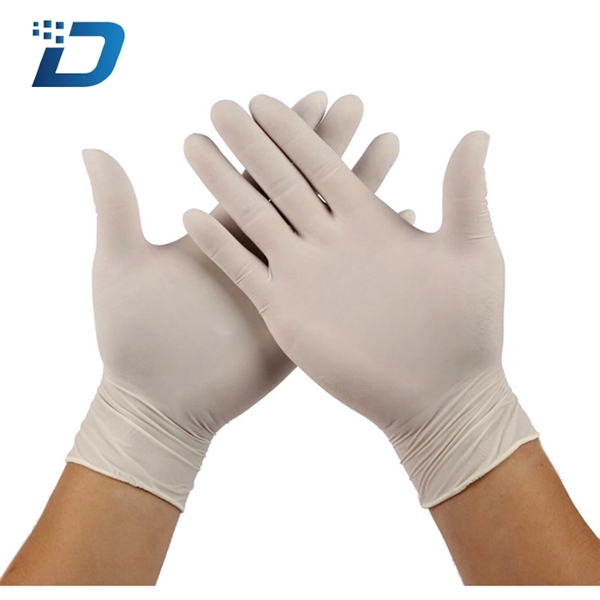 Blue Medium Sanitary Long Cuff Disposable Latex Gloves - Image 1