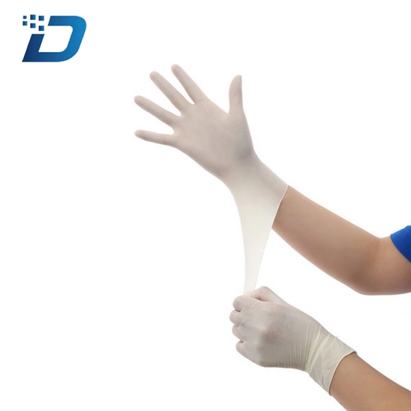 Blue Medium Sanitary Long Cuff Disposable Latex Gloves - Image 3