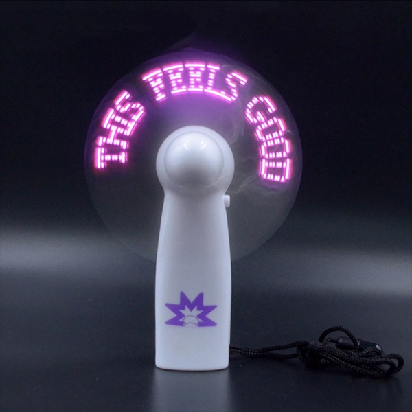 Handheld LED Light Up Glow Fan with Lanyard - Image 2