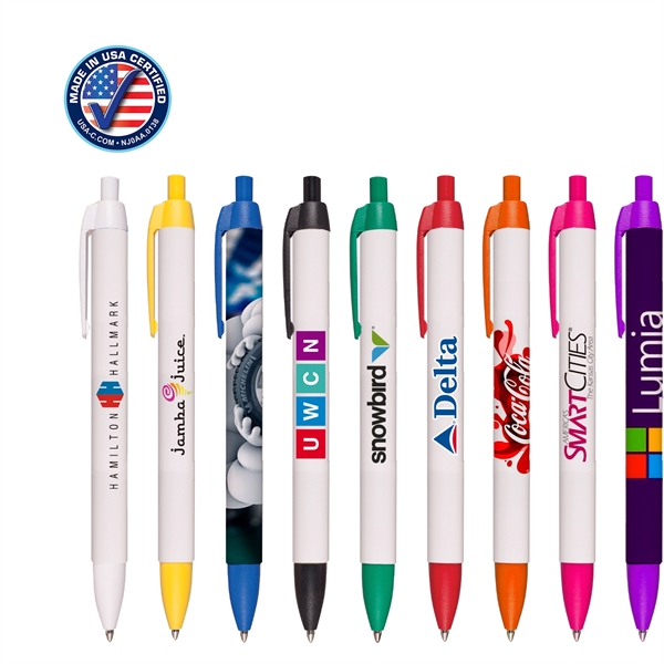 Brooklyn USA Made Retractable Pen with Full Color Imprint - Image 1