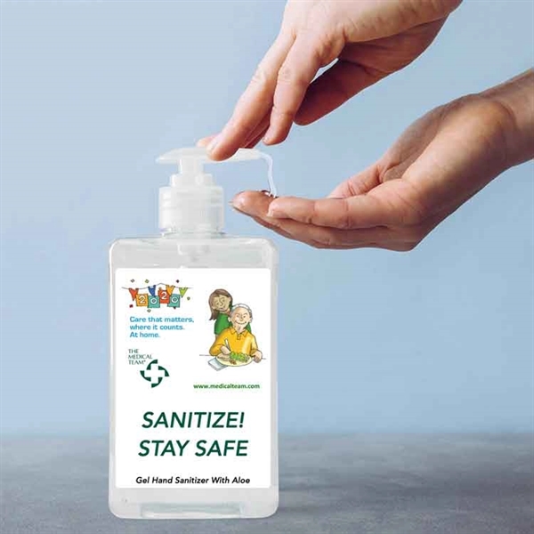 16 oz. Gel Hand Sanitizer Pump Bottle w/ Full Color Label - Image 1