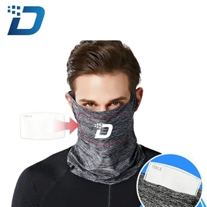 Solid Color Washable Neck Gaiter Face Mask w/ PM2.5 Filter
