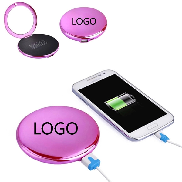 4000mAh Portable Compact Power Bank Charger With Makeup Mirr - Image 1