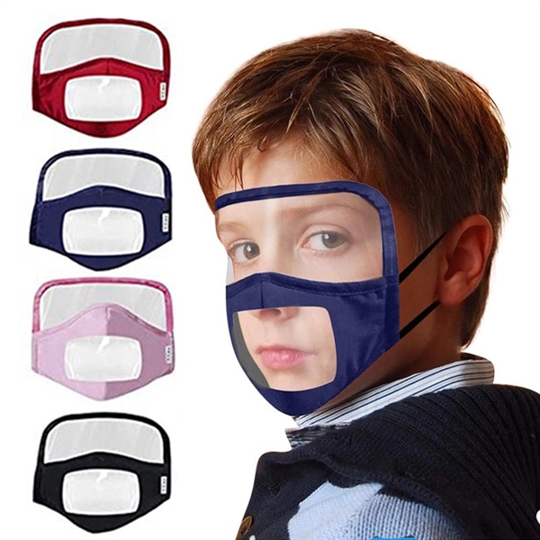 Kids Face Bandana Eye Shield Mask Mouth Visible Clear Window - Image 1
