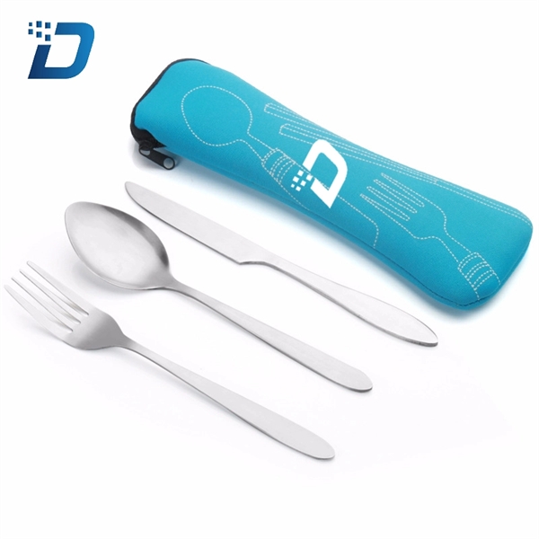 3 Pieces Portable Travel Spoon Fork Knife Cutlery Set - Image 3